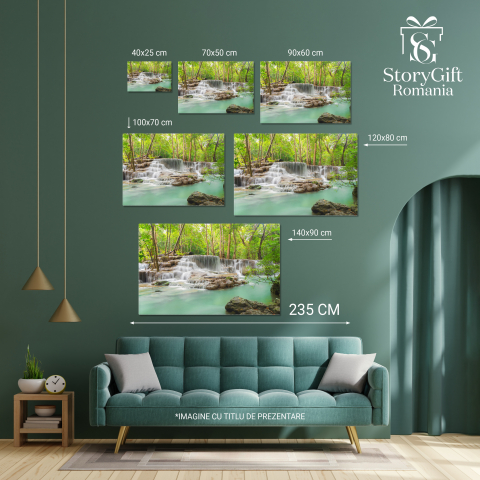 Tablou Canvas Cascada Erawan in Peisajul Natural din Kanchanaburi natura, turism, apa, jungla, peisaj 40x25CM [3]