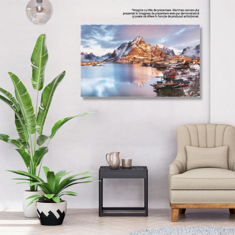 Tablou Canvas Case in Insulele Lofoten, Norvegia, Peisaj Nordic, Rorbu, Fjord, Maritim 3374 40x25CM [2]