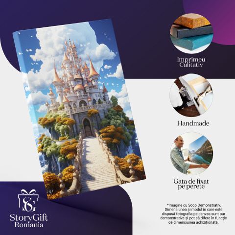 Castelul Zgârie-Nori în Natură - Drum Pietruit și Cer Pufos, Marime 40x25CM [1]