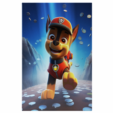 Personaje Desene Animate - Cățel Patrula Secreta cu Costum Roșu Alergând - Pictură Digitală pentru Copii, Marime 40x25CM