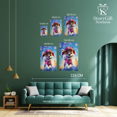 Cățel Patrula Secreta cu Costum Roz și Baloane de Săpun, Marime 40x25CM [2]