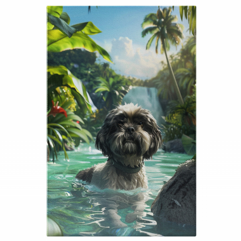 Câini - Cățelul din Apă Turcoaz - Pictură Digitală, Marime 40x25CM