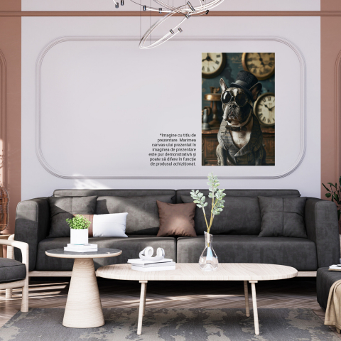 Cățelul Elegant în Noaptea Festivă Urbană - Ceasuri, Ochelari de Soare și Joben, Marime 40x25CM [3]