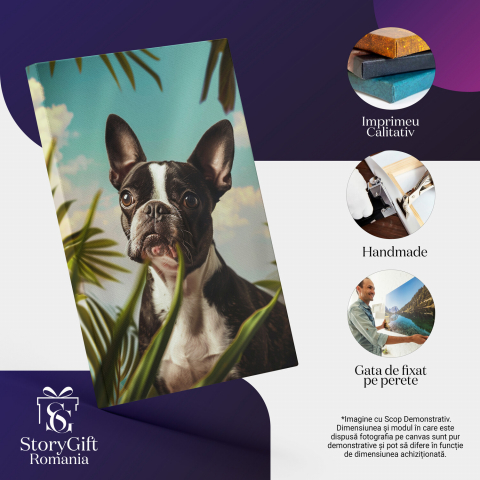 Cățelul Negru din Soarele Junglei Tropicale - Pictură Digitală, Marime 40x25CM [1]