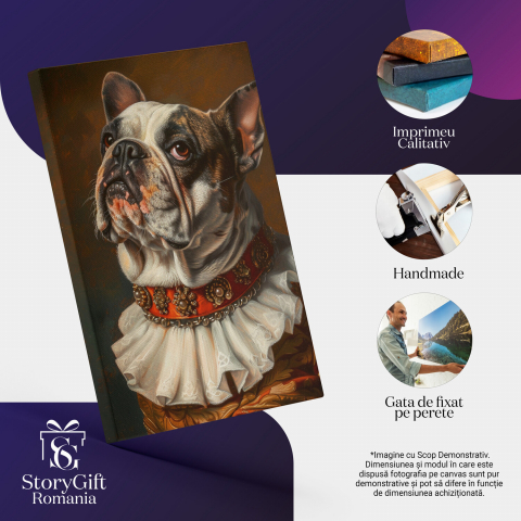 Cățel Supărat în Costum Elegant - Tablou Canvas, Marime 40x25CM [1]