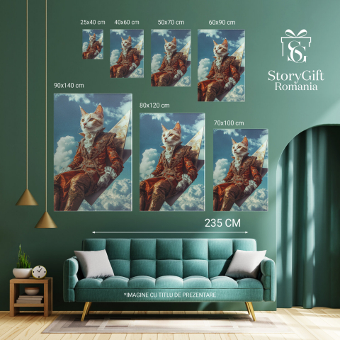 Cavaler Regal cu Detalii Aurii și Guler Inalt AlbMarime 40x25CM [5]