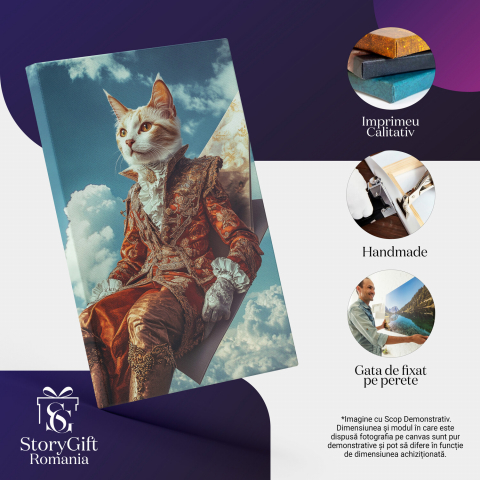 Cavaler Regal cu Detalii Aurii și Guler Inalt AlbMarime 40x25CM [3]