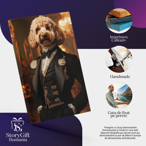  Tablou Canvas Personalizat Cavaler În Jupon Negru Și Guler ÎnaltMarime 120x80CM [3]