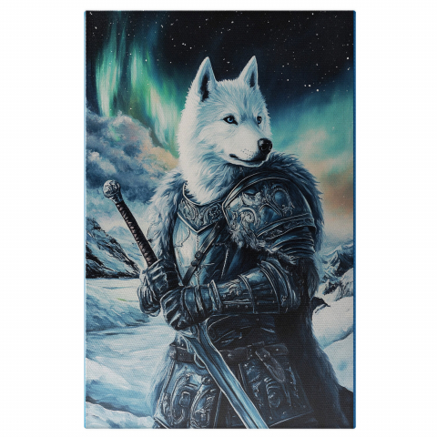 Războinici -  Tablou Canvas Personalizat Cavaler La Polul Nord Cu Armură Și Sabie MasivăMarime 40x25CM