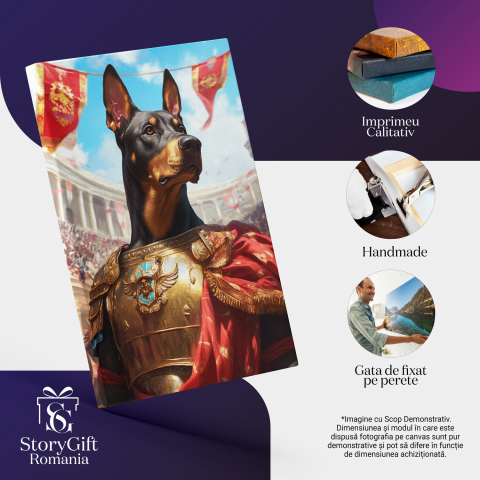  Tablou Canvas Personalizat Cavaler Regal Cu Armură Aurie În Mijlocul CetățiiMarime 140x90CM [3]