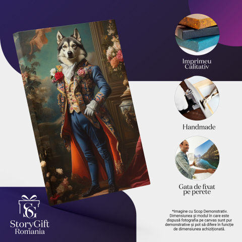  Tablou Canvas Personalizat Cavaler Regal Cu Funda Albă Și Buchet De FloriMarime 140x90CM [3]