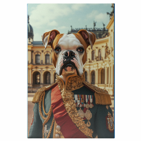 Regal -  Tablou Canvas Personalizat Cavaler Regal Cu Uniformă Neagră Și Detalii AuriiMarime 40x25CM