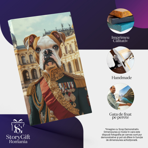  Tablou Canvas Personalizat Cavaler Regal Cu Uniformă Neagră Și Detalii AuriiMarime 40x25CM [3]