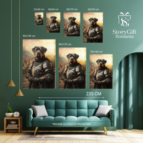  Tablou Canvas Personalizat Cavaler Regal Cu Armură De Fier Deasupra CetățiiMarime 40x25CM [5]