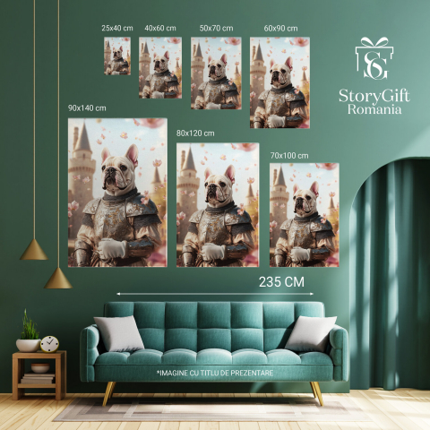  Tablou Canvas Personalizat Cavaler Regal Cu Armură Aurie În Fața CasteluluiMarime 120x80CM [5]