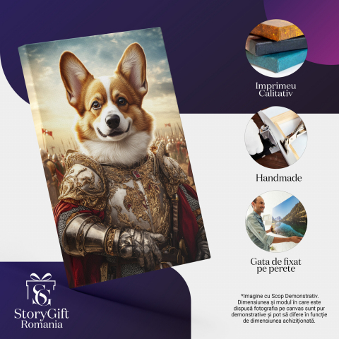  Tablou Canvas Personalizat Cavaler Regal Cu Uniformă Aurie Pe Frontul De LuptăMarime 100x70CM [3]