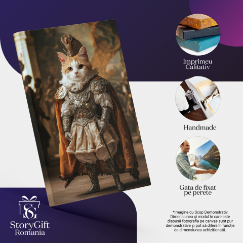  Tablou Canvas Personalizat Cavaler Regal În Palat Cu Coroana Și Mantie PortocalieMarime 40x25CM [3]