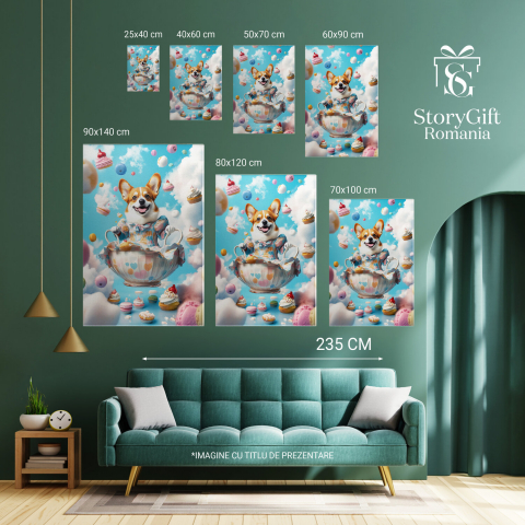 Tablou Canvas Personalizat - Animal Iubitor de Dulciuri cu Cească de Ceai
Marime 90x60CM [5]