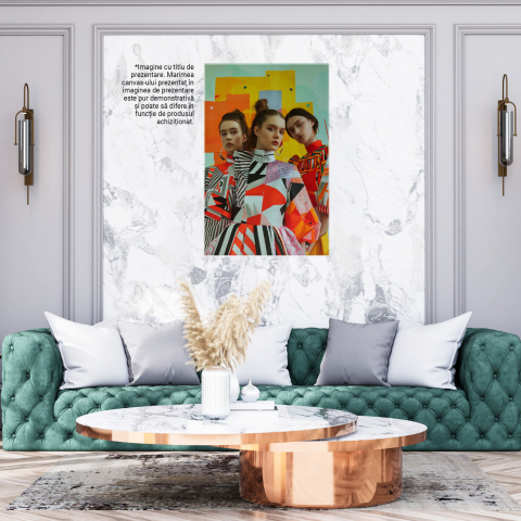 Three Beautiful Girls with Brown Hair and Colorful Long Dresses - Digital Art, Marime 40x25CM [2]