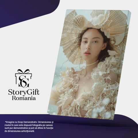 Tablou Canvas Chemarea Mării și Tânăra Acoperită de Scoici Visul Marin Îndeplinit , Pictura Digitala 40x25CM [4]