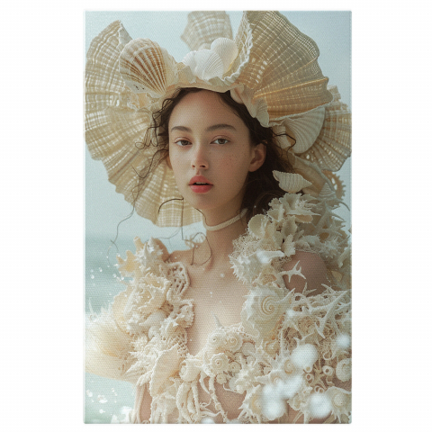 Chemarea Mării - Tânăra Acoperită de Scoici - Visul Marin Împlinit - Pictură Digitală, Marime 40x25CM