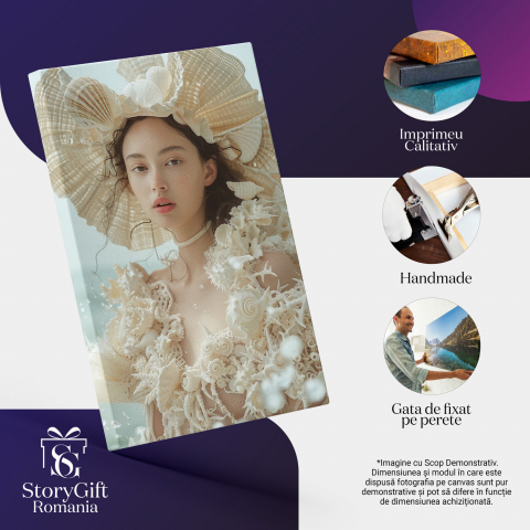 Chemarea Mării - Tânăra Acoperită de Scoici - Visul Marin Împlinit - Pictură Digitală, Marime 40x25CM [1]