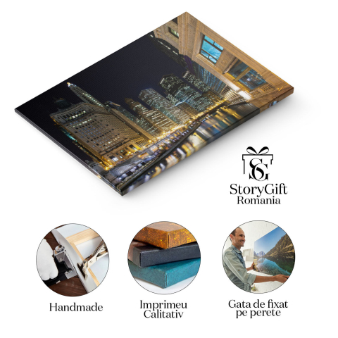 Tablou Canvas Chicago la Amurg peste Rau Urban, Arhitectura, Chicago, Rau, Peisaj Urban 1159 40x25CM [1]