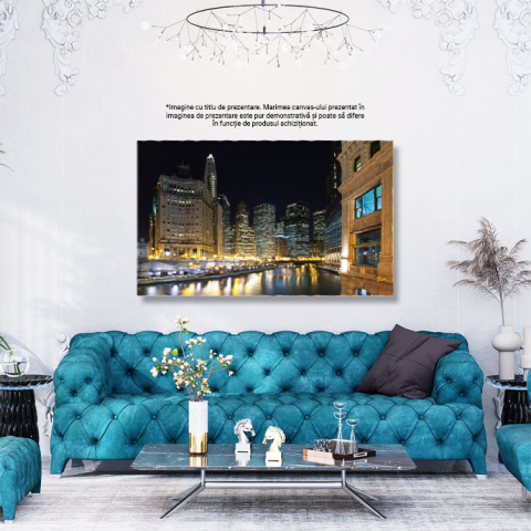 Tablou Canvas Chicago la Amurg peste Rau Urban, Arhitectura, Chicago, Rau, Peisaj Urban 1159 40x25CM [2]