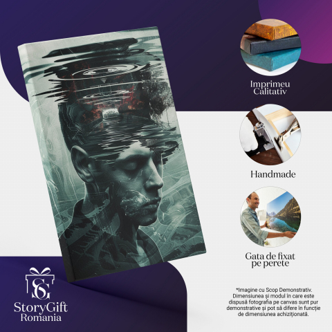 Thoughtful Man with Closed Eyes Reflecting on Troubling Memories - Digital Art, Marime 40x25CM [1]