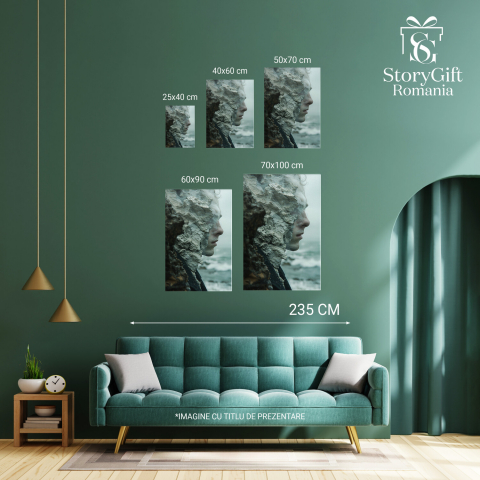 Chipul Bărbatului Cioplit în Piatră Calcar și Fum la Malul Mării - Sculptură a Caracterului, Marime 40x25CM [3]