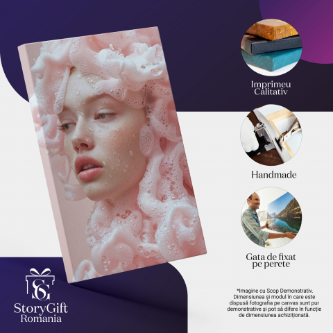 Chipul ce Răzbate - Tablou Canvas cu Spumă Roz și Plăcere, Marime 40x25CM [1]