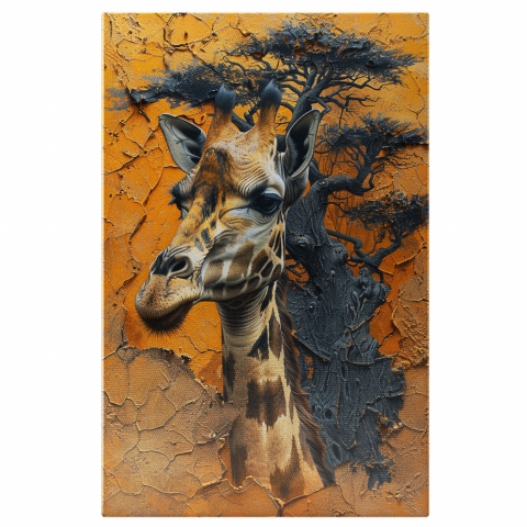 Chipul unei Girafe cu Ochii Întunecați - Tablou Canvas, Marime 40x25CM