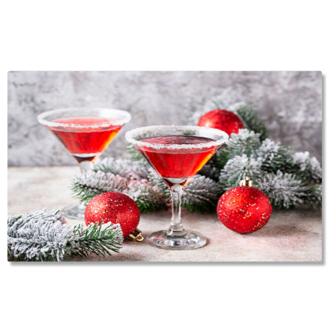 Băuturi - Tablou Canvas Cocktail Festiv de Craciun Martini Rosu, Bautura Perfecta Pentru Atmosfera Sarbatorilor de Iarna si Petreceri 40x25CM