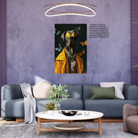 Tablou Canvas Canis Mare Danez cu Colier de Diamante - Pictură Digitală, Marime 40x25CM [2]