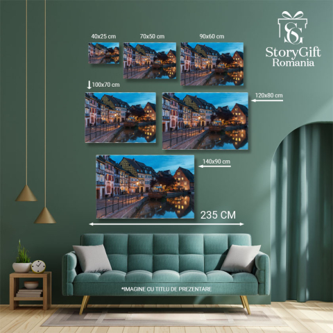 Tablou Canvas Colmar Nocturn Arhitectura, Turism, Orasel Vechi, Alsacia, Dusk 1366 40x25CM [4]
