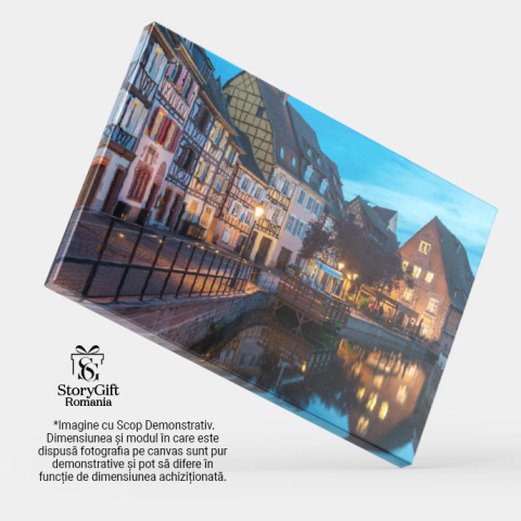 Tablou Canvas Colmar Nocturn Arhitectura, Turism, Orasel Vechi, Alsacia, Dusk 1366 40x25CM [3]