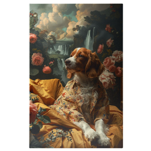 Tablou Canvas Companionul Visător Rafinament și Stil în Blana unui Câine Distins , Pictura Digitala 40x25CM [0]