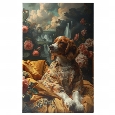 Câini - Companionul Visător - Tablou Canvas cu Rafinament și Stil în Blana unui Câine Distins, Marime 40x25CM