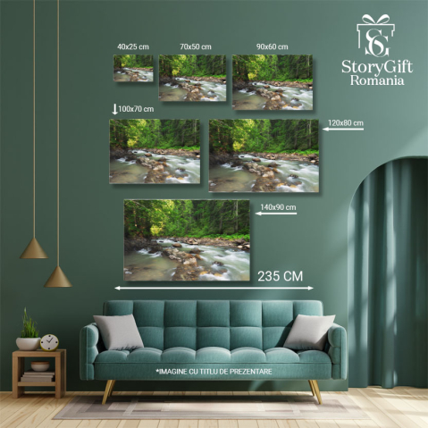 Tablou Canvas Compozitie a Naturii Padure, Verde, Peisaj, Rau, Canion 1423 40x25CM [4]