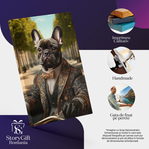  Tablou Canvas Personalizat Conducător De Motor În Sacou Cu Detalii Aurii Și MotocicletăMarime 140x90CM [3]