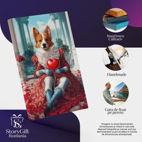  Tablou Canvas Personalizat Conte Cu Balon Inimă Roșie Și Petale De FloriMarime 40x25CM [3]