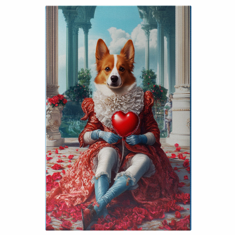 Sărbători -  Tablou Canvas Personalizat Conte Cu Balon Inimă Roșie Și Petale De FloriMarime 40x25CM