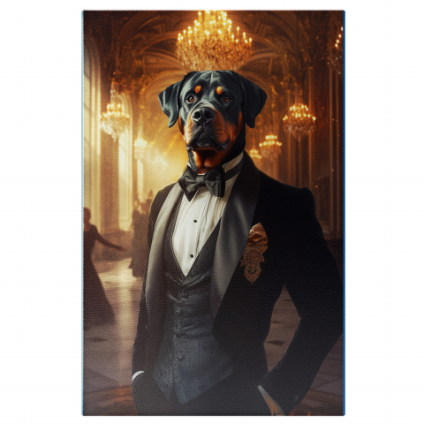 Personalizate cu Animalul Tau -  Tablou Canvas Personalizat Costum Negru Palat Regal Și Accesoriu AuriuMarime 40x25CM