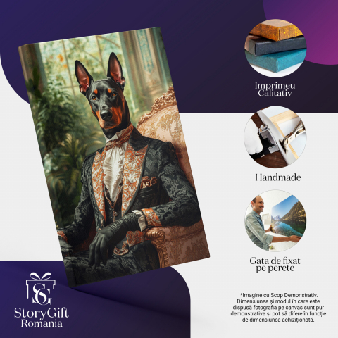 Tablou Canvas Personalizat Conte Regal Cu Ținută Elegantă Neagră Pe Fotoliu RegalMarime 40x25CM [3]