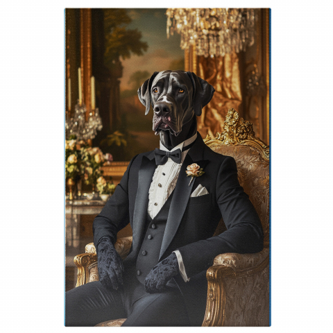 Personalizate cu Animalul Tau -  Tablou Canvas Personalizat Conte Pe Tron Cu Mănuși De DantelăMarime 40x25CM