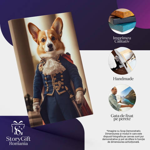  Tablou Canvas Personalizat Conte Regal În Ținută Albastră Cu Detalii AuriiMarime 40x25CM [3]