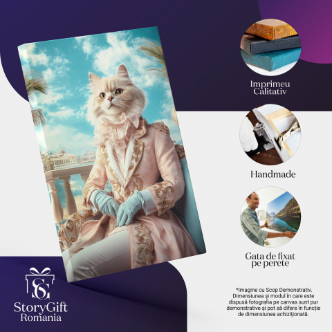  Tablou Canvas Personalizat Conte Regal În Ținută Elegantă Roz Cu Vedere În RomaMarime 40x25CM [3]