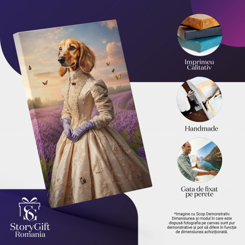 Tablou Canvas Personalizat - Animal Contesă în Lan de Lavandă
Marime 90x60CM [3]