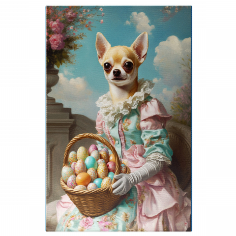 Sărbători -  Tablou Canvas Personalizat Contesa Regală Cu Rochie Roz Și Albastră În Sărbători PascaleMarime 40x25CM