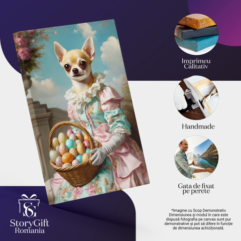  Tablou Canvas Personalizat Contesa Regală Cu Rochie Roz Și Albastră În Sărbători PascaleMarime 40x25CM [3]